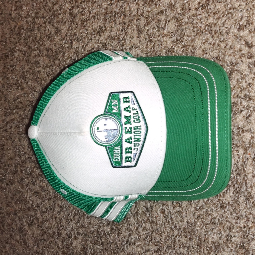 Braemar Junior Golf Edina MN Trucker Mesh Snapback White Green Hat Youth